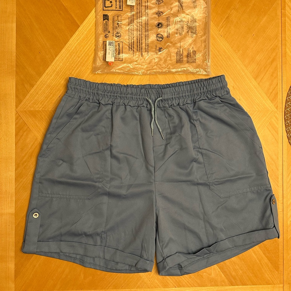 Women's Casual Blue Shorts with Drawstring Waist